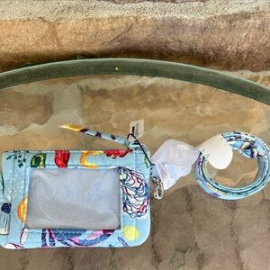 Vera Bradley Zip ID Case & Lanyard, Seafood Boil NWT, Blue